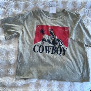 NEW Cowboy Club Boxy T Shirt Graphic Tee Bucking Bronco {Medium}